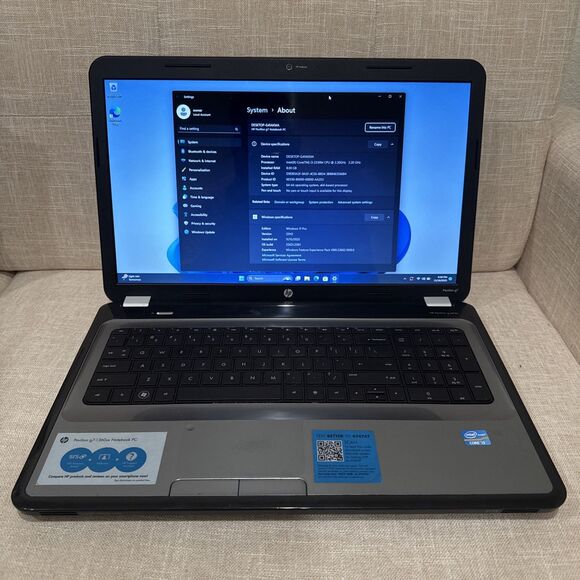 HP Pavilion G7-1260US Intel i3-2330M 2.2GHz 8 GB 128GB SSD Win 11 Pro Laptop - Picture 2 of 11